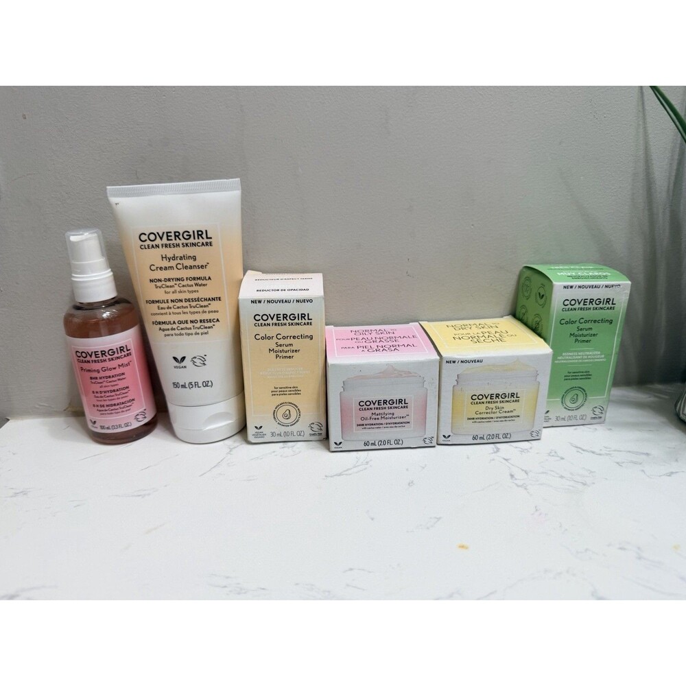 COVERGIRL Clean Fresh Skincare 5-Piece Bundle Cleanser Moisturizer Primer NEW